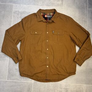 The American Outdoorsman Men’s Brown Canvas Fleece Lined Shirt Jacket XL